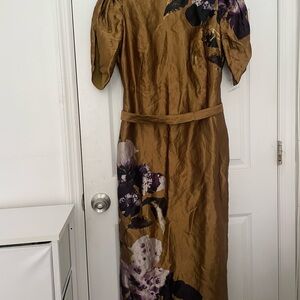 ERDEM Brown and Purple Floral Maxi Dress